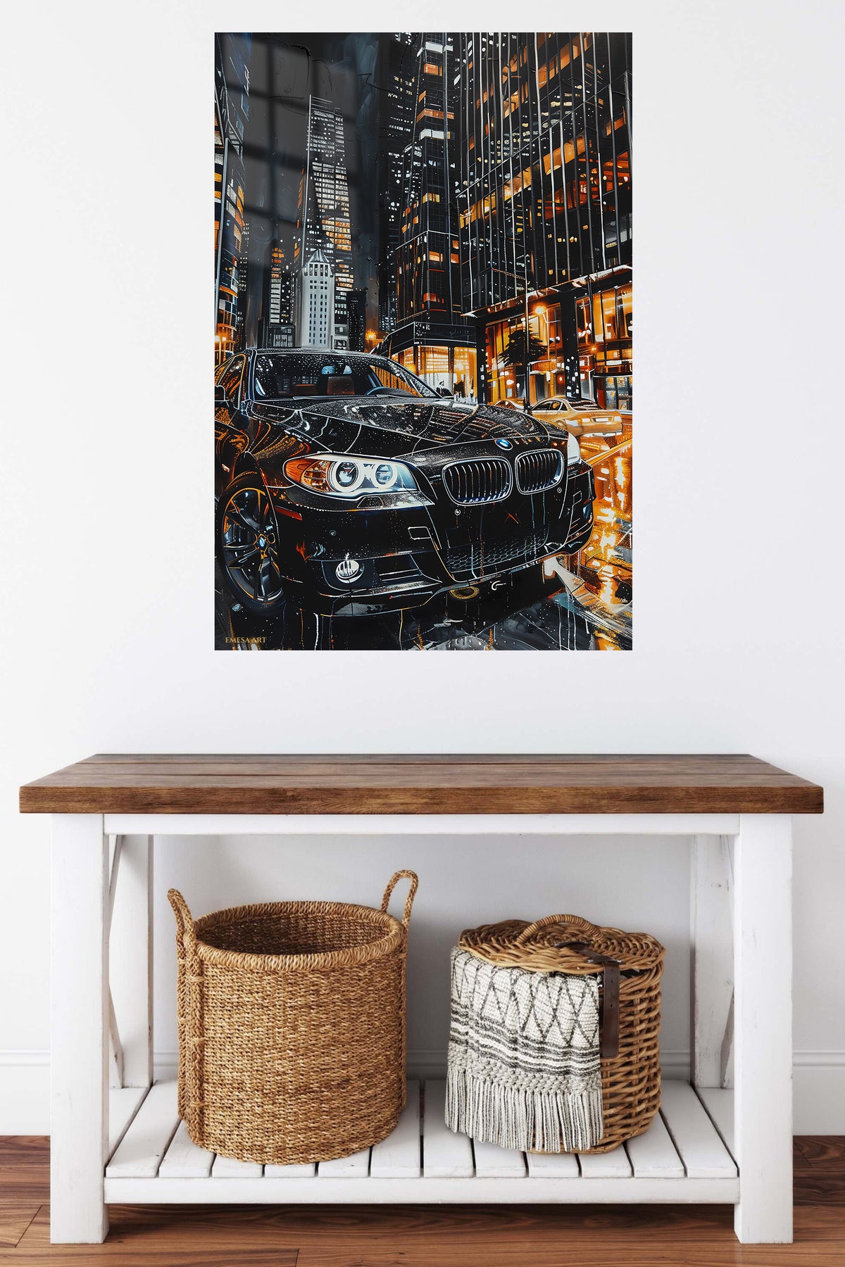 Black BMW SUV City wall art