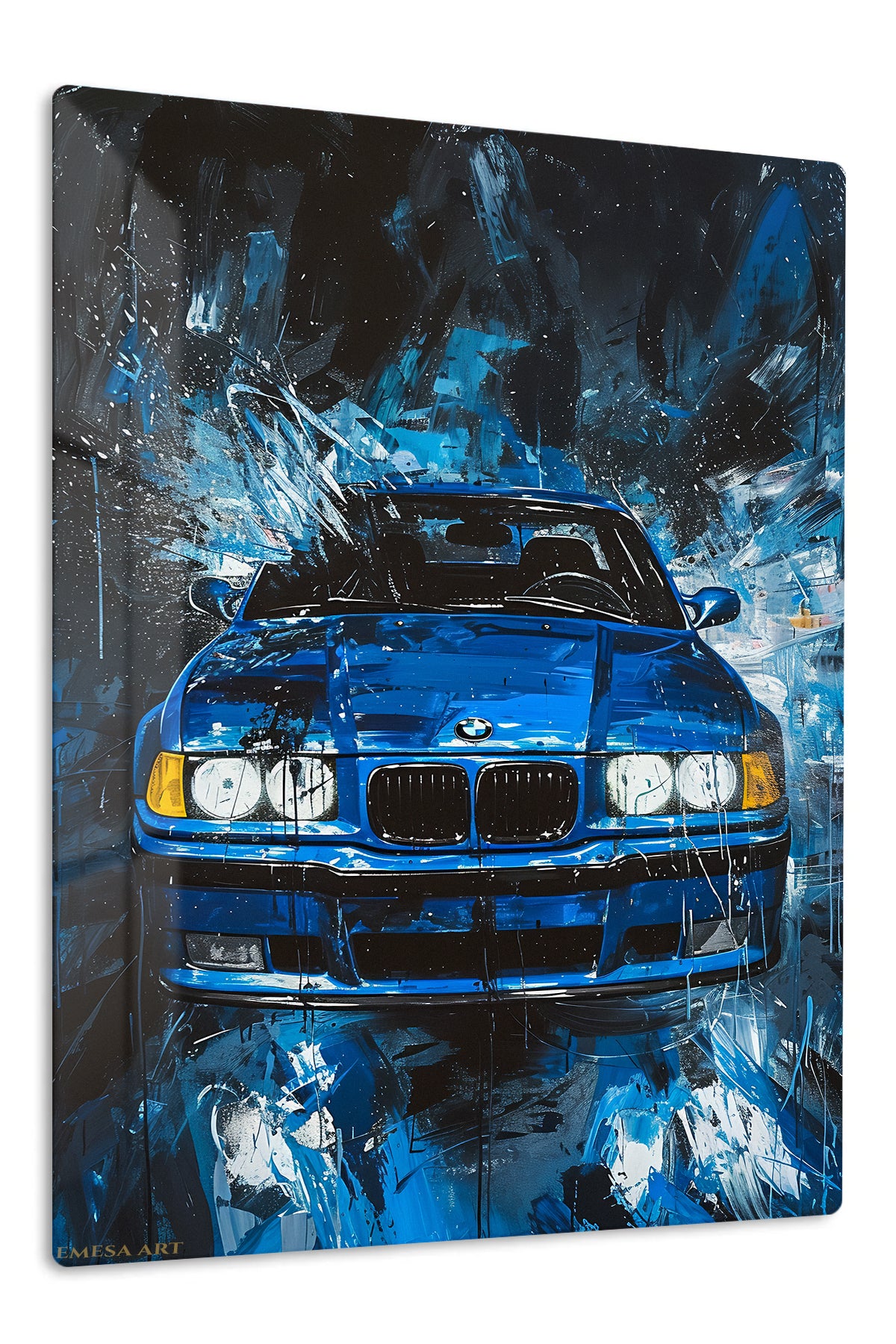Blue BMW Classic Car Rain wall art