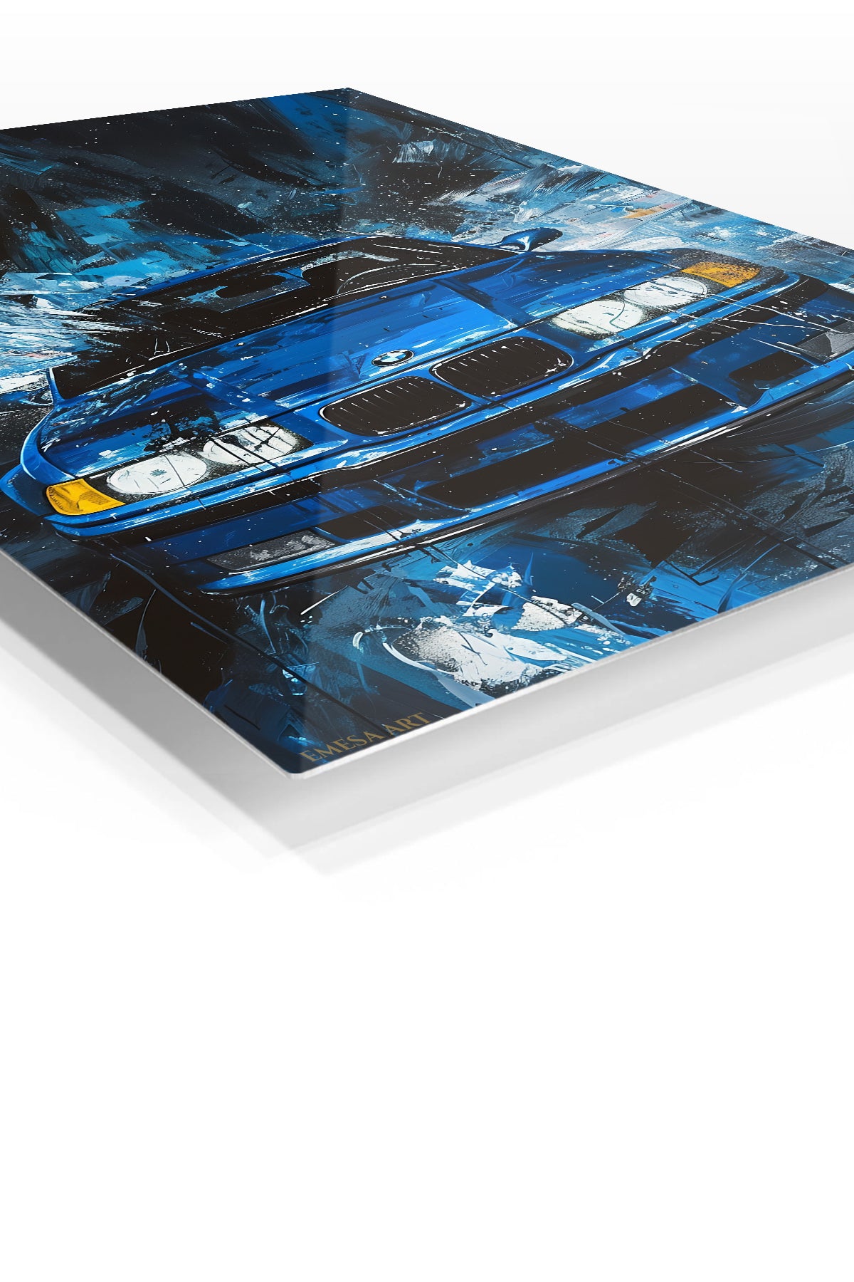 Blue BMW Classic Car Rain wall art
