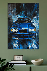 Blue BMW Classic Car Rain wall art