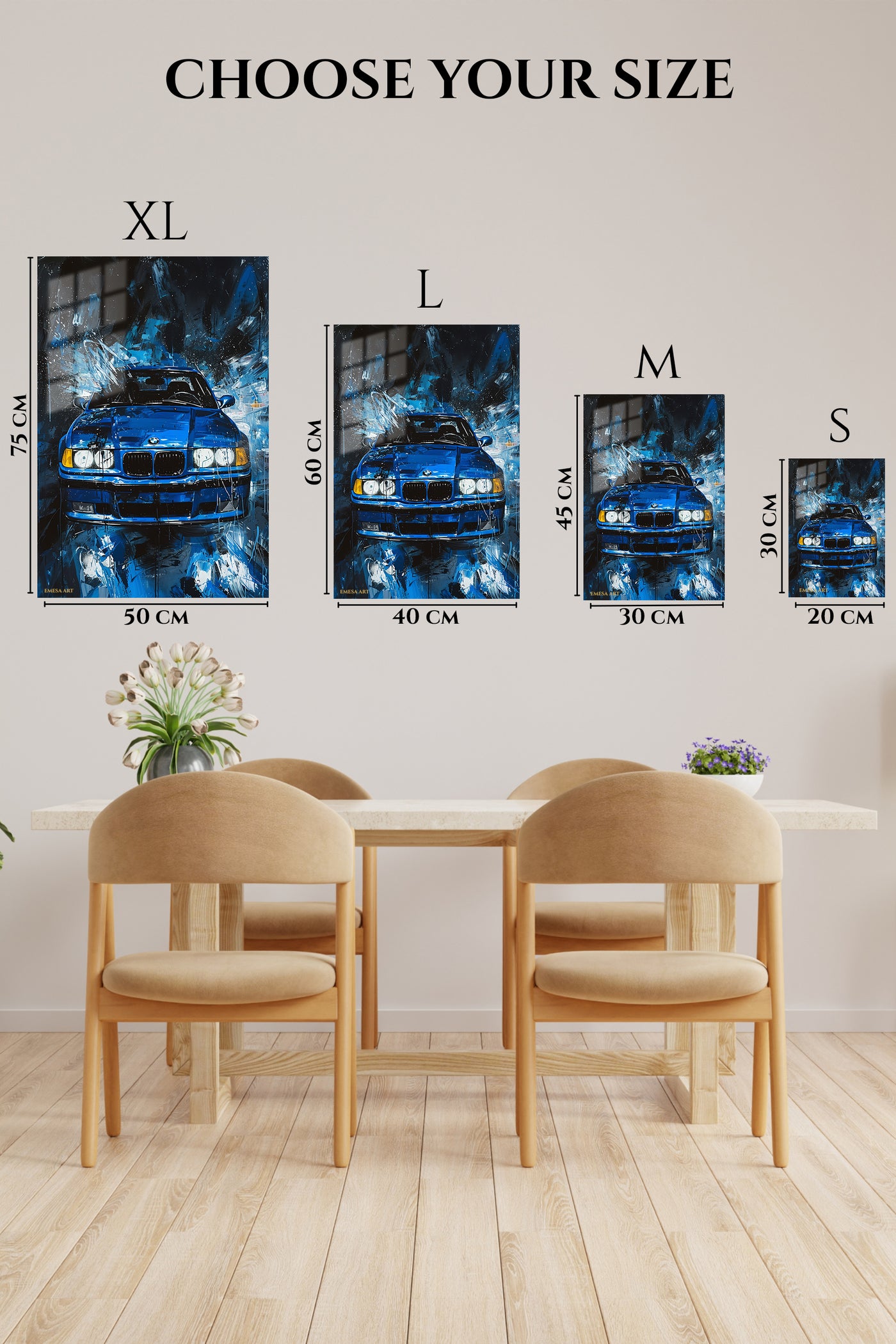 Blue BMW Classic Car Rain wall art