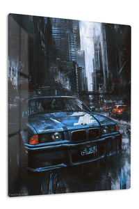 Blue BMW Night City wall art