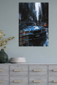 Blue BMW Night City wall art