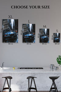 Blue BMW Night City wall art
