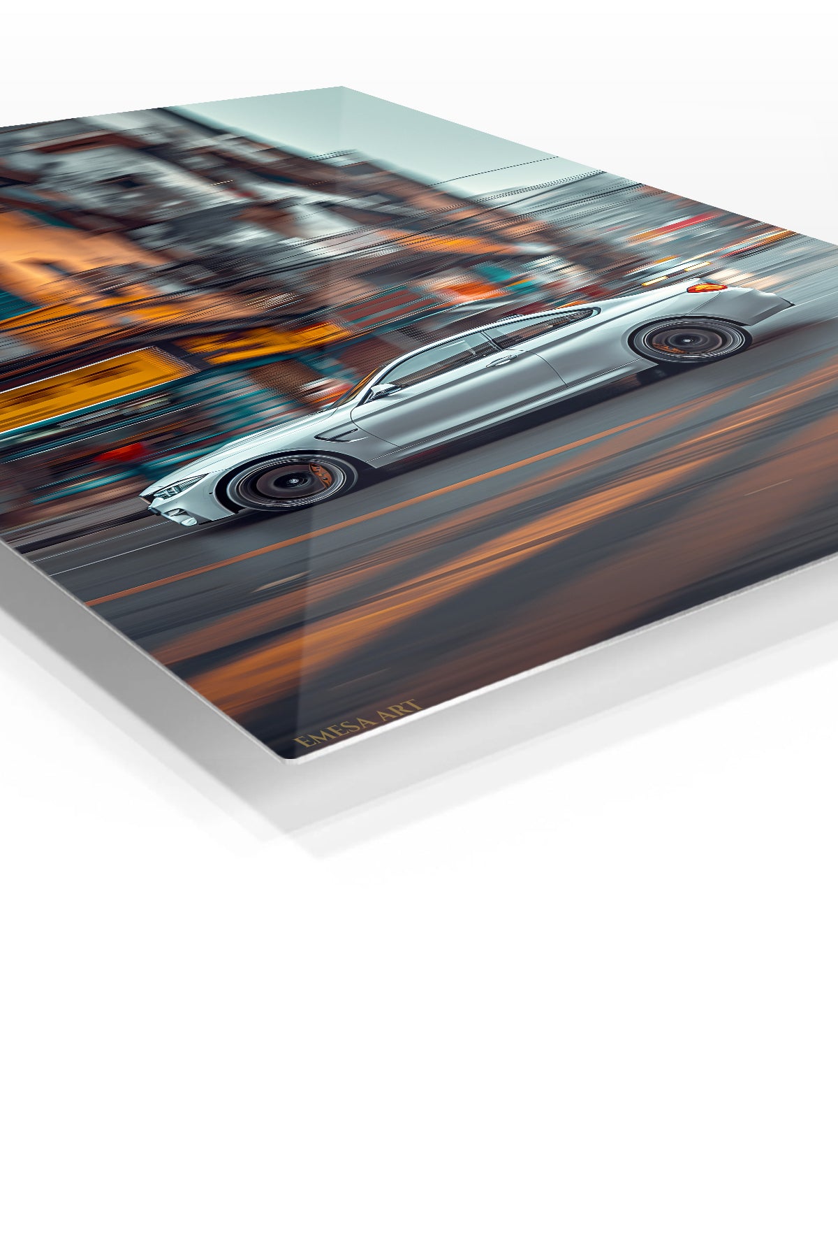 Silver Sports Sedan City Motion wall art