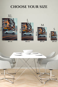 Silver Sports Sedan City Motion wall art
