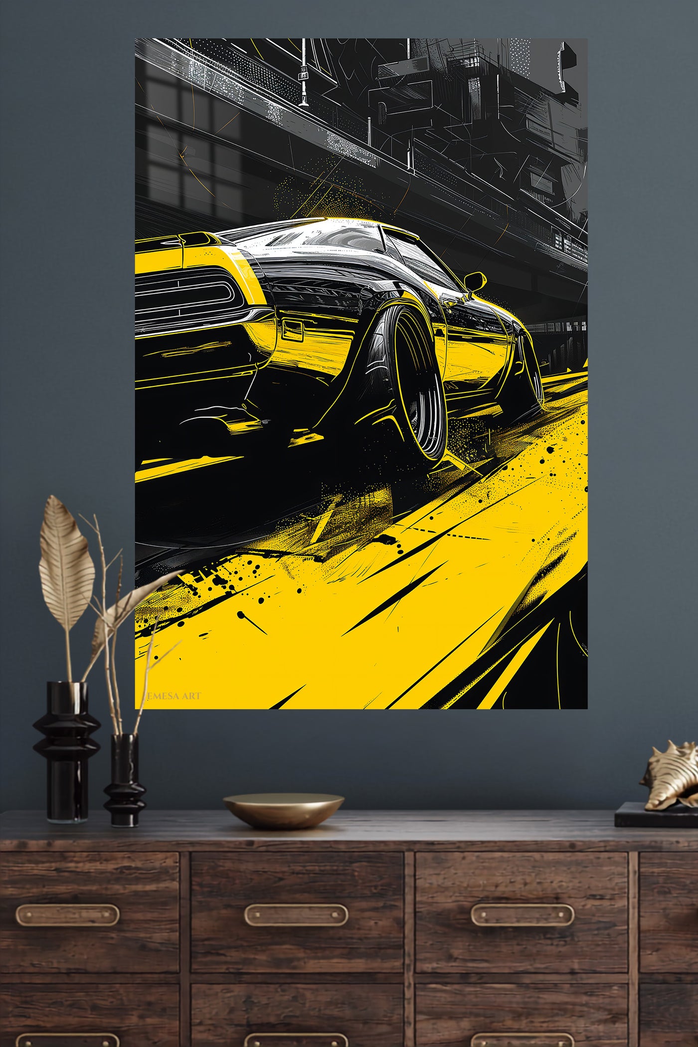 Yellow Black Supercar Graphic wall art