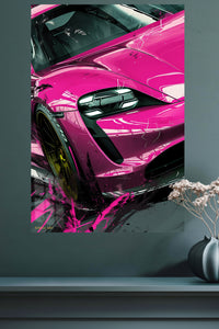 Pink Sports Car Close Up wall art