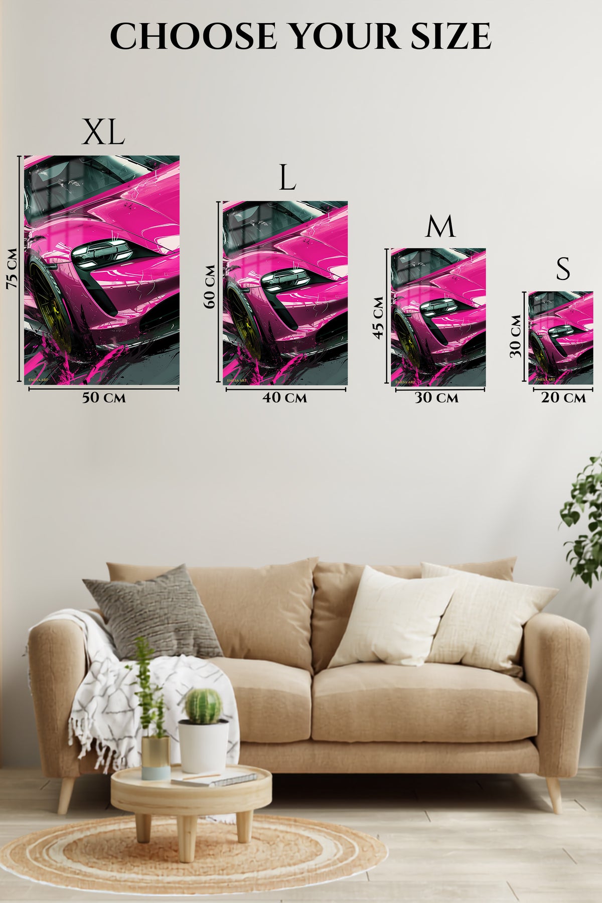 Pink Sports Car Close Up wall art