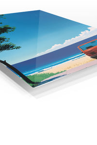 Orange Classic Car Beach Minimalist wall art