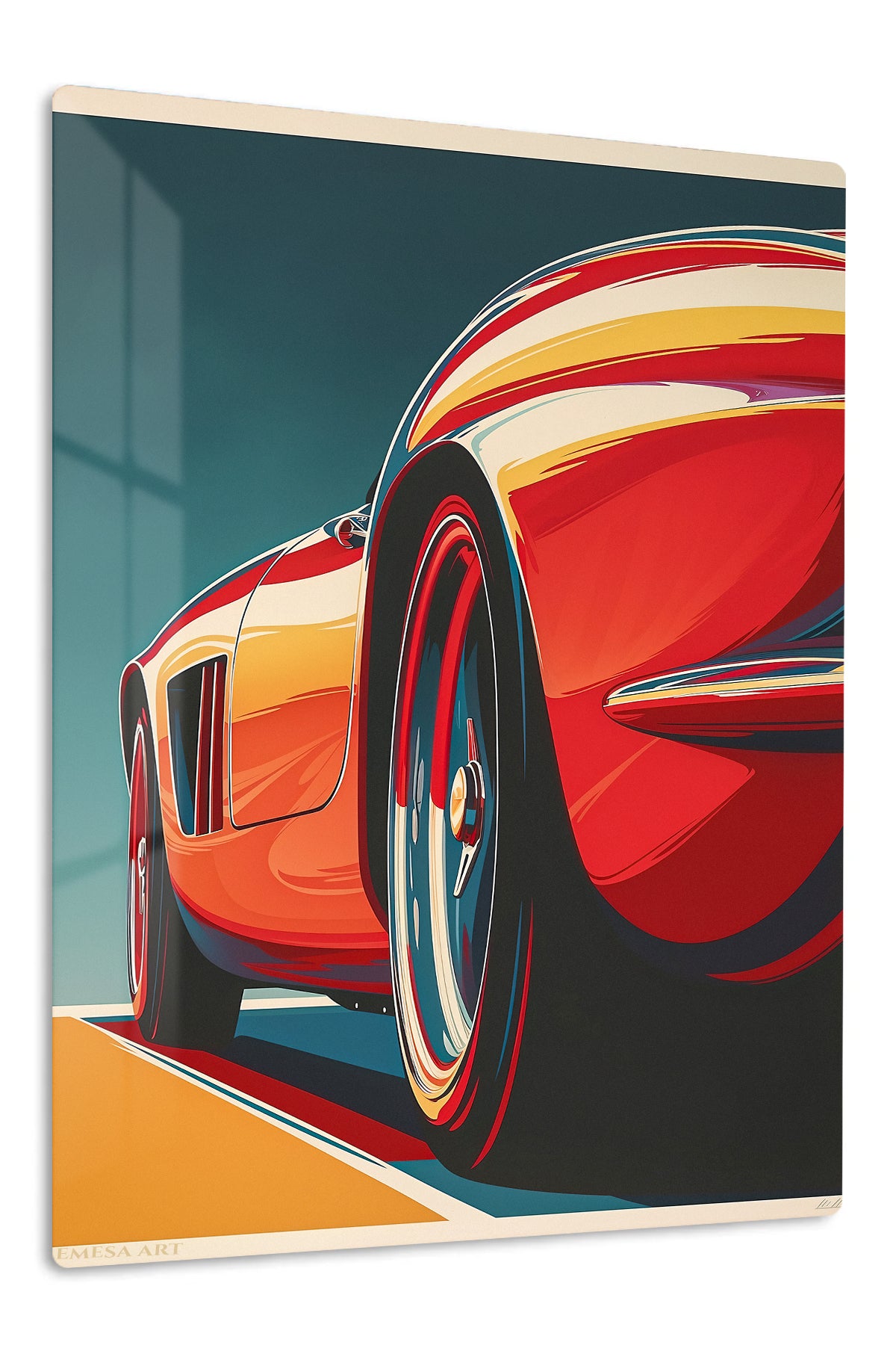 Orange Sports Car Wheel Retro wall art