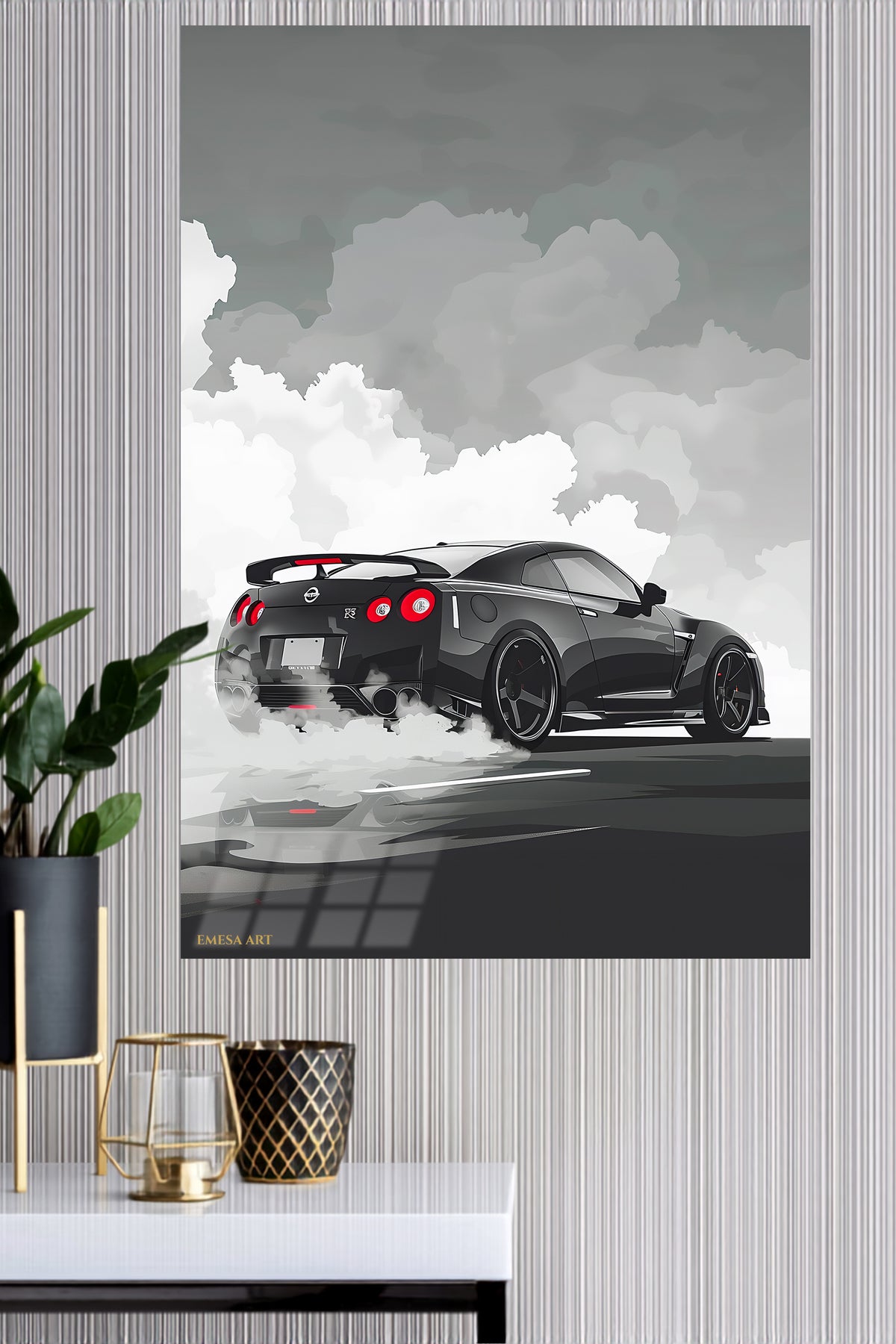 Gray Performance Car Smoke wall art