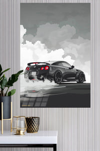 Gray Performance Car Smoke wall art