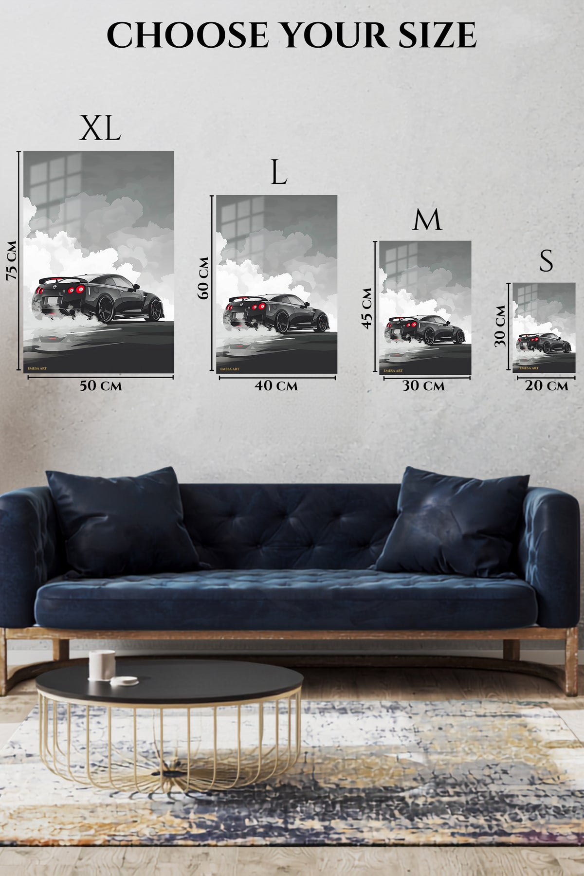 Gray Performance Car Smoke wall art