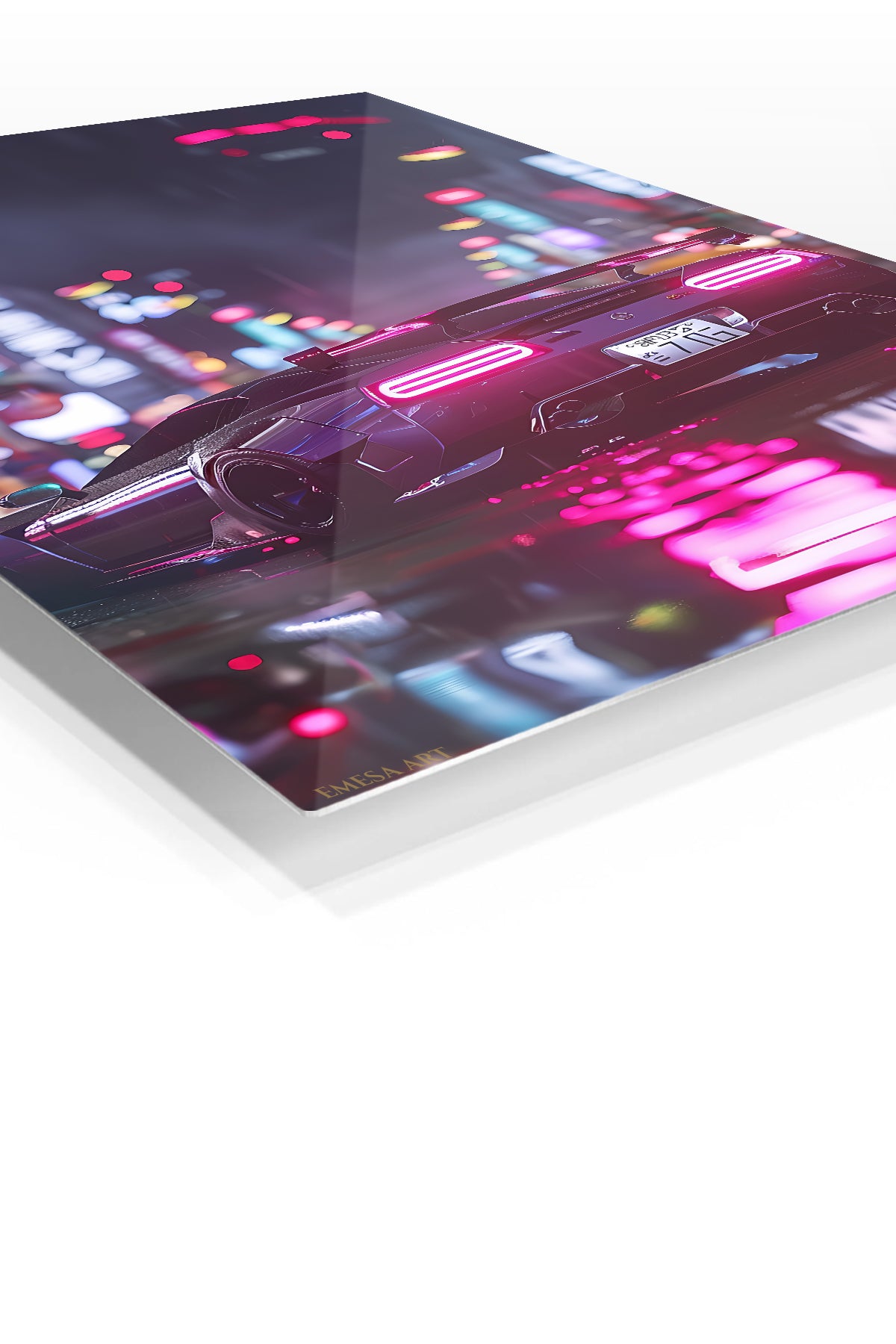 Purple Sports Car Neon City wall art