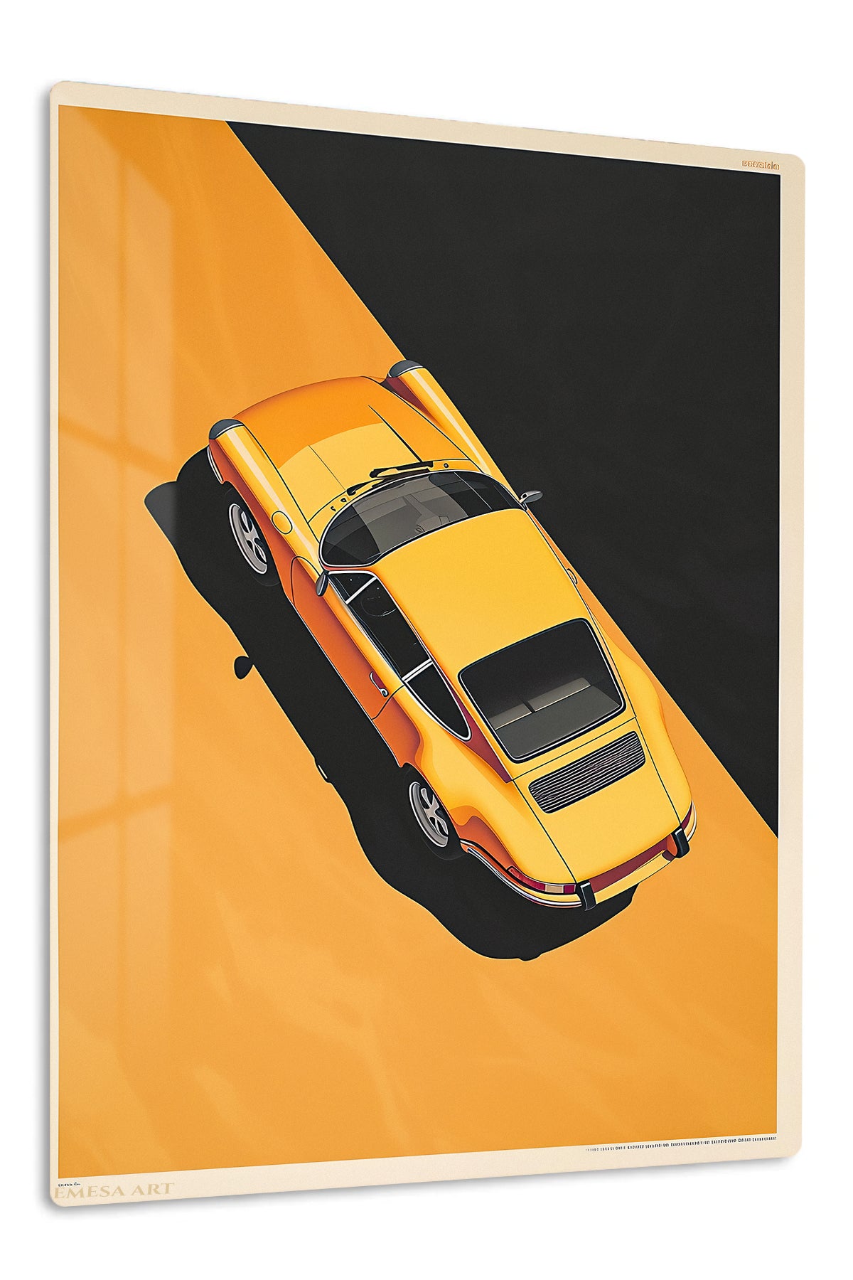 Yellow Classic Car Top View wall art