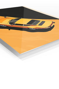 Yellow Classic Car Top View wall art