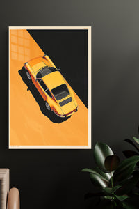 Yellow Classic Car Top View wall art