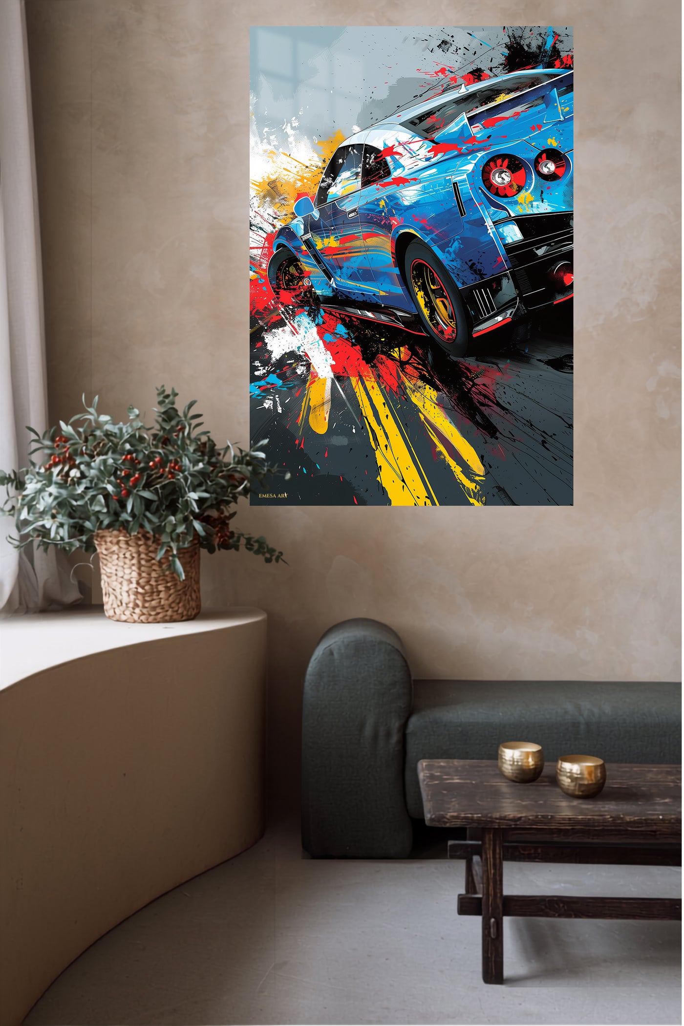 Blue Nissan GT-R Abstract wall art