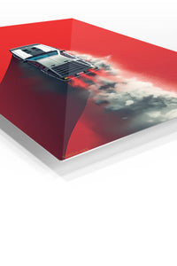 White Muscle Car Burnout wall art