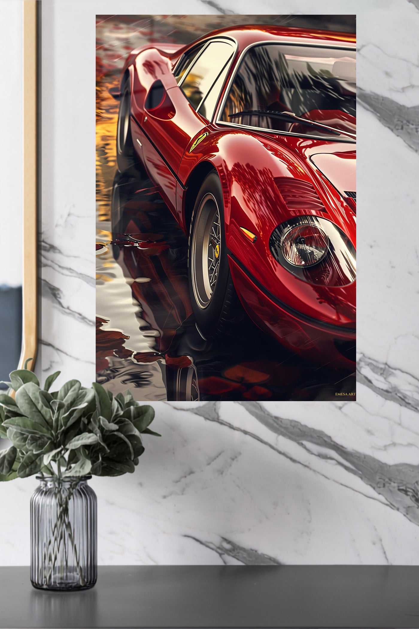 Red Classic Racing Car Close Up wall art