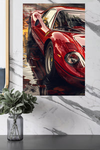 Red Classic Racing Car Close Up wall art