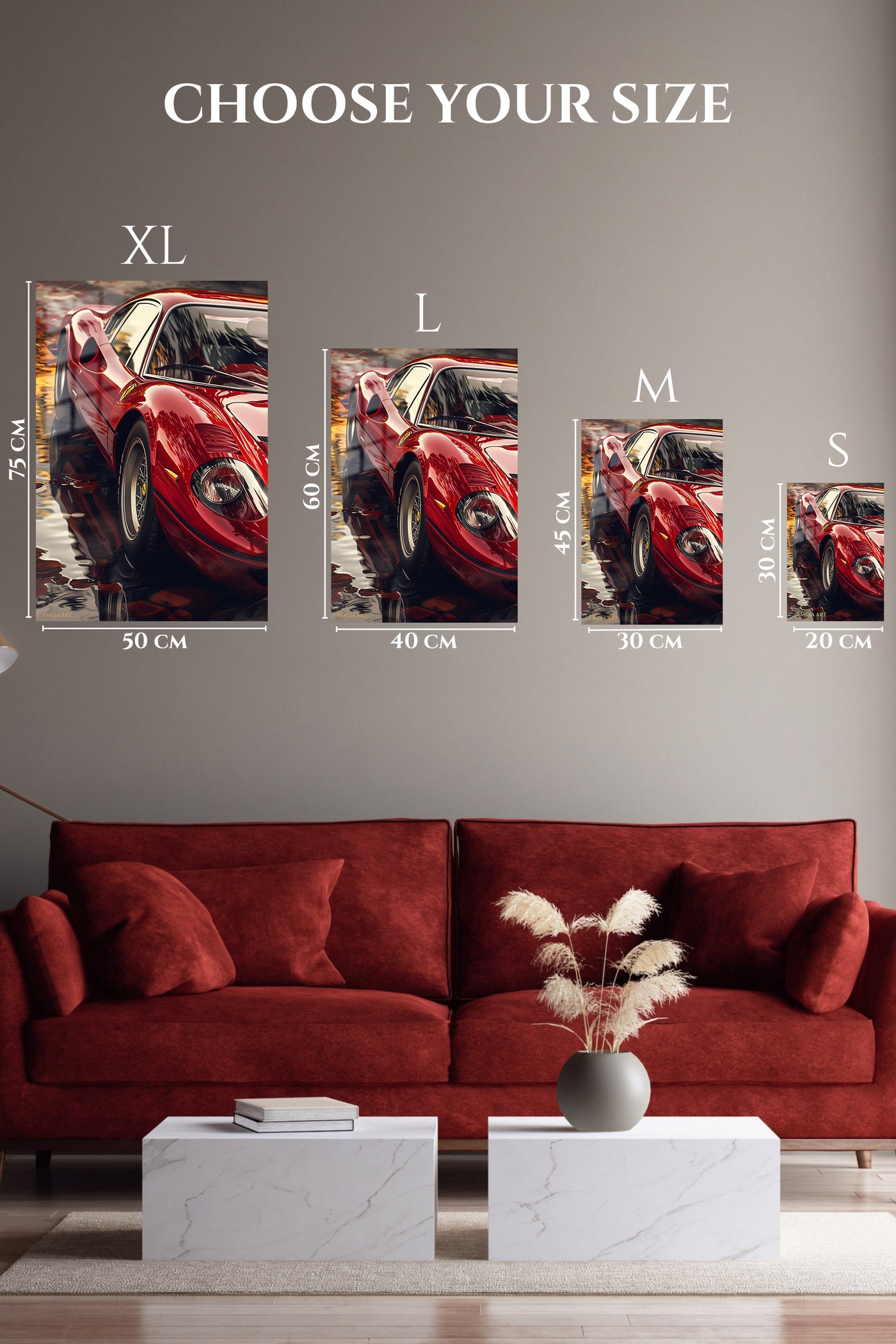 Red Classic Racing Car Close Up wall art