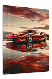 Red Classic Roadster Sunset wall art