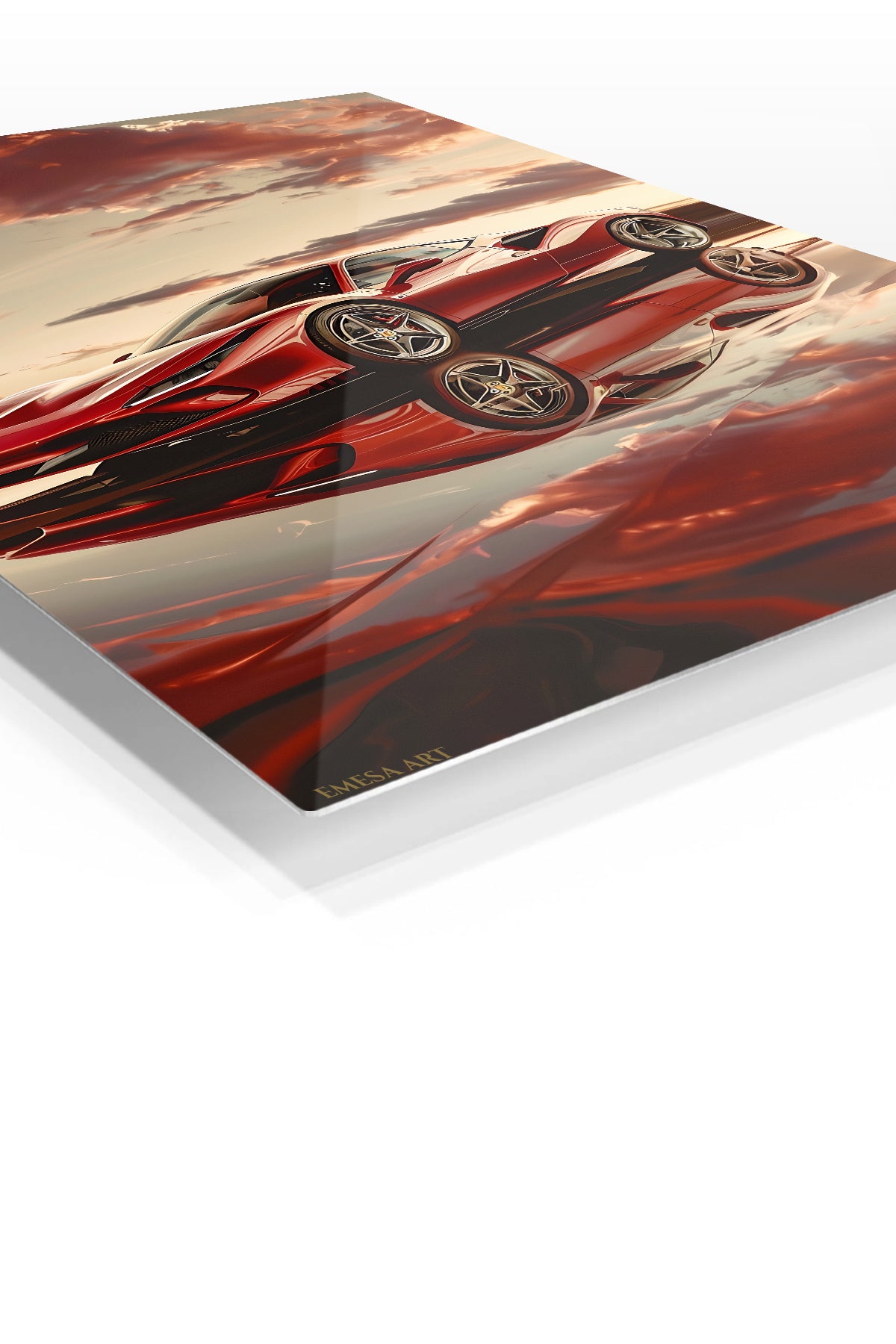 Red Classic Roadster Sunset wall art