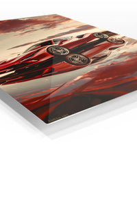 Red Classic Roadster Sunset wall art