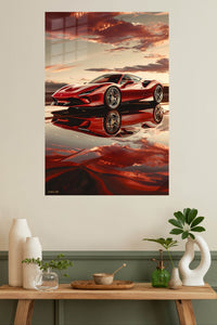 Red Classic Roadster Sunset wall art
