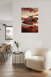 Red Classic Roadster Sunset wall art