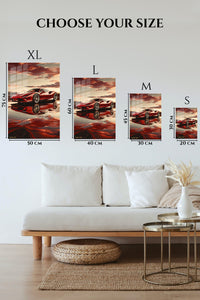 Red Classic Roadster Sunset wall art