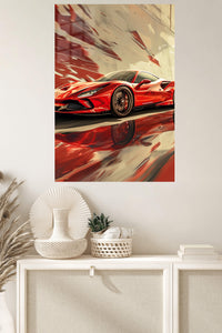 Red Vintage Race Car Motion wall art