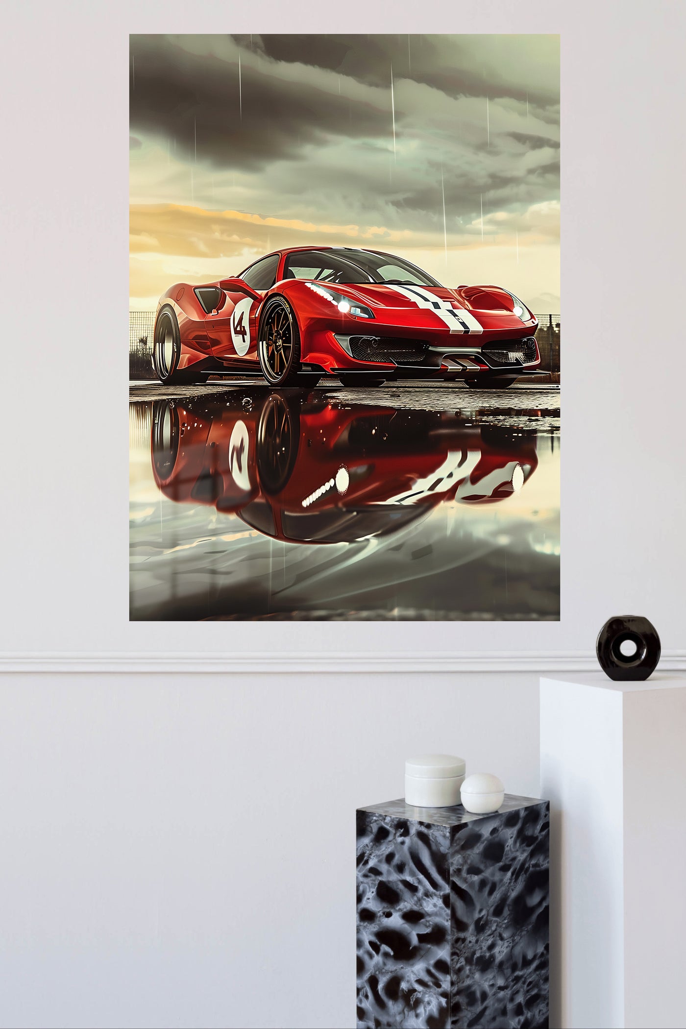 Red Supercar Storm Landscape wall art