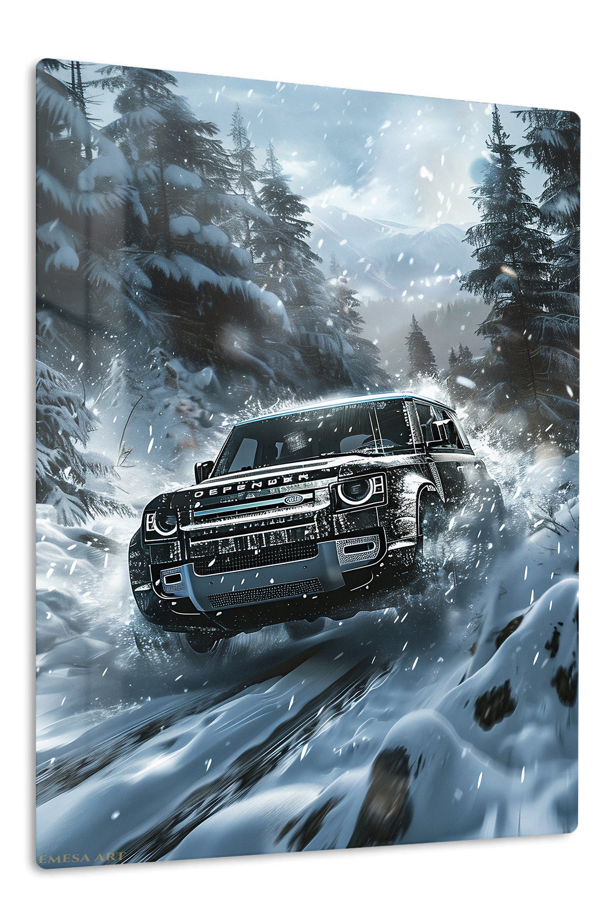 Black Off Road SUV Snow wall art