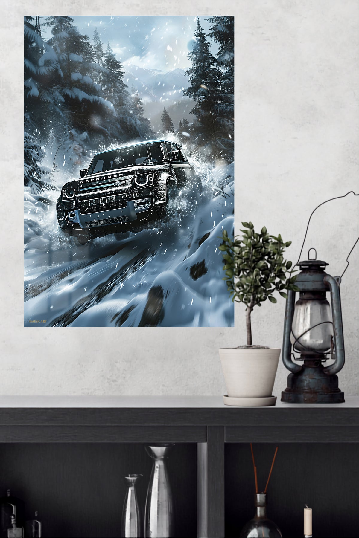 Black Off Road SUV Snow wall art