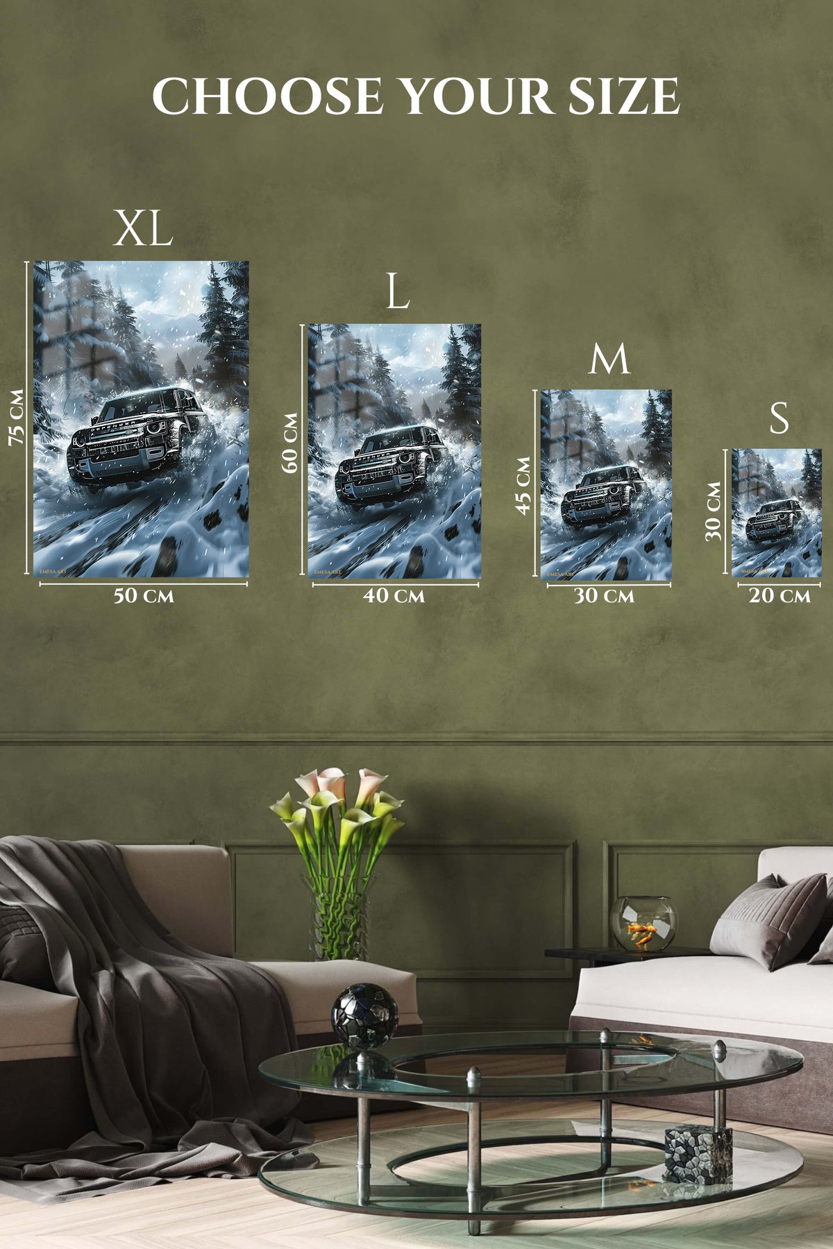 Black Off Road SUV Snow wall art