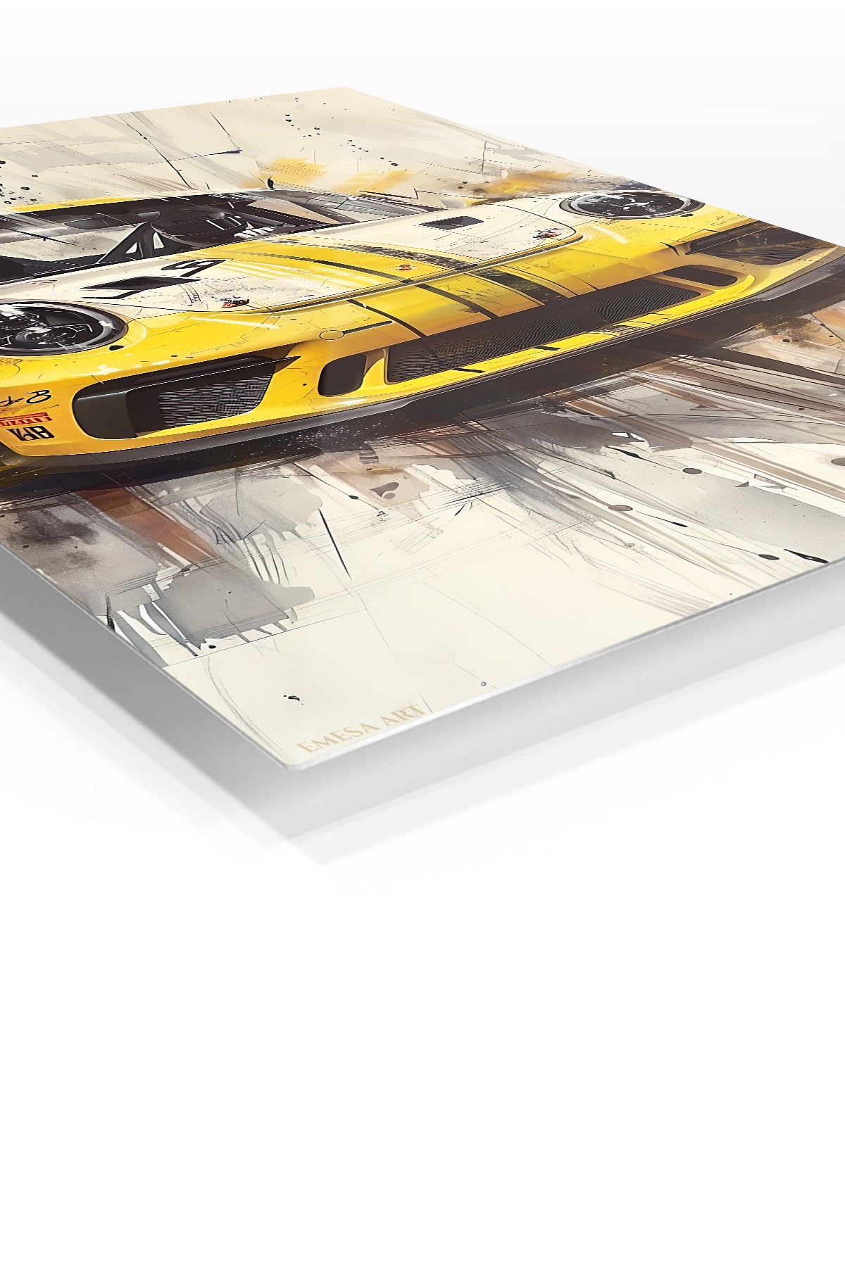 Yellow Classic Sports Car Splash wall art