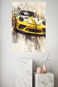 Yellow Classic Sports Car Splash wall art