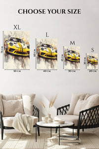 Yellow Classic Sports Car Splash wall art