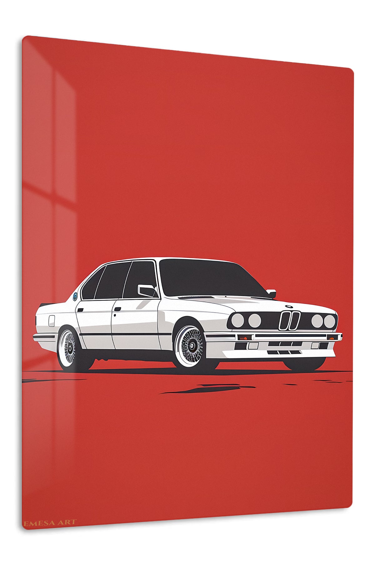 White Classic Sedan Minimalist wall art