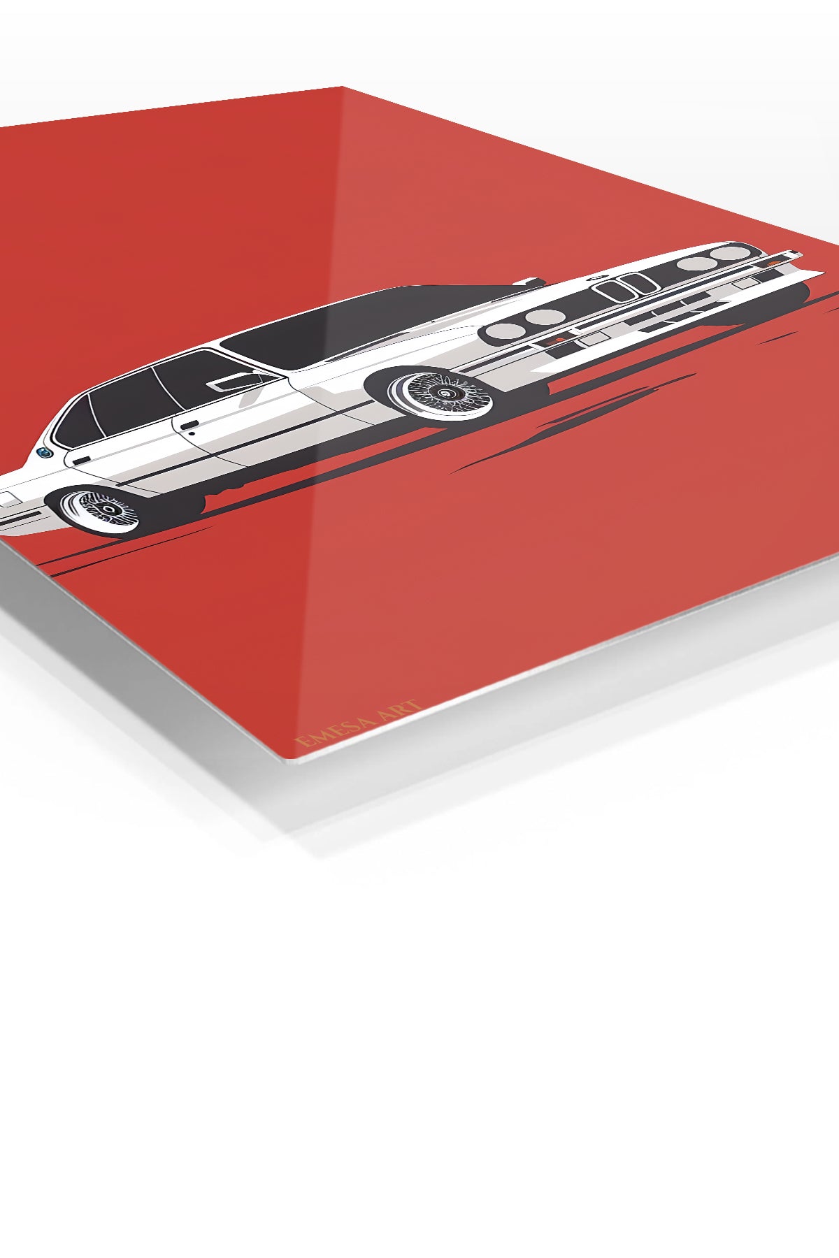 White Classic Sedan Minimalist wall art
