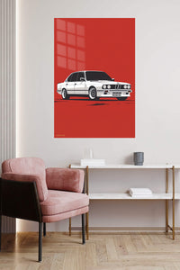 White Classic Sedan Minimalist wall art