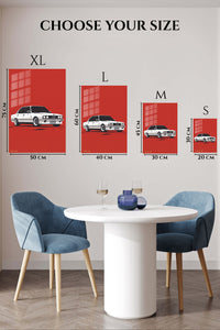 White Classic Sedan Minimalist wall art