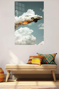 Flying Sports Car Cloud wall art