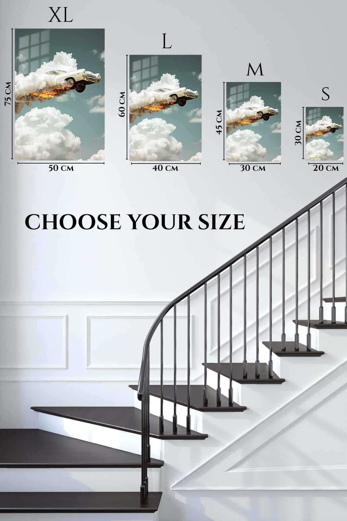 Flying Sports Car Cloud wall art
