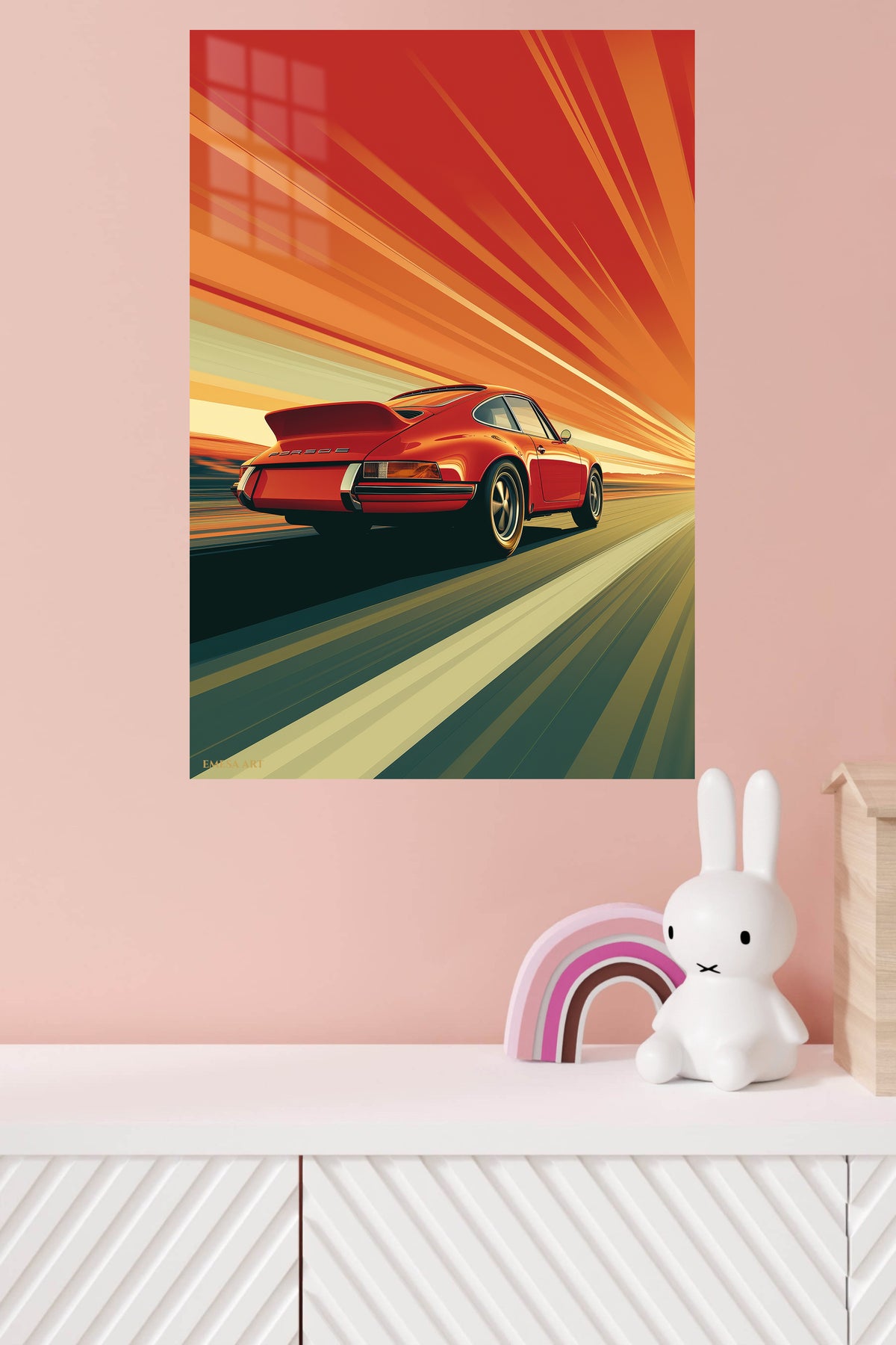 Red Porsche 911 Retro Speed wall art