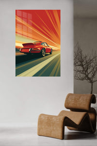 Red Porsche 911 Retro Speed wall art