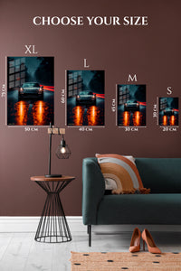 Black Porsche 911 Night Rain wall art